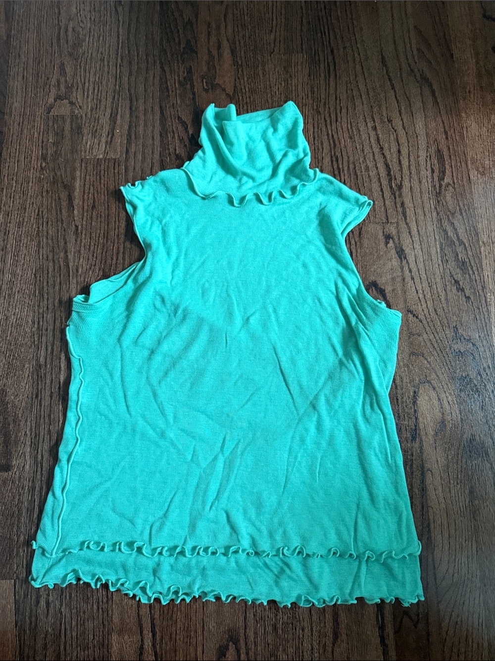 Eliza Faulkner Ruffle Turtleneck Top - mint green